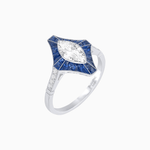 Load image into Gallery viewer, Vintage - Inspired Marquise Cut Ring Mounting with French - Cut Gemstone Accents - Shahin Jewelry