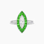 Load image into Gallery viewer, Vintage - Inspired Marquise Cut Ring Mounting with French - Cut Gemstone Halo - Shahin Jewelry