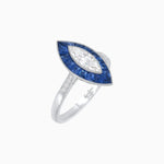 Load image into Gallery viewer, Vintage - Inspired Marquise Cut Ring Mounting with French - Cut Gemstone Halo - Shahin Jewelry