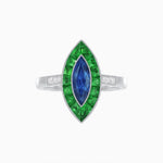 Load image into Gallery viewer, Vintage - Inspired Marquise Cut Ring Mounting with French - Cut Gemstone Halo - Shahin Jewelry