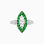 Load image into Gallery viewer, Vintage - Inspired Marquise Cut Ring Mounting with French - Cut Gemstone Halo - Shahin Jewelry