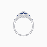 Load image into Gallery viewer, Vintage - Inspired Oval Center Mounting Ring with Intricate Gemstone Inlay - Shahin Jewelry