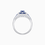 Load image into Gallery viewer, Vintage - Inspired Oval Center Mounting Ring with Intricate Gemstone Inlay - Shahin Jewelry