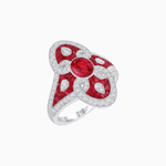Load image into Gallery viewer, Vintage - Inspired Oval Center Mounting Ring with Intricate Gemstone Inlay - Shahin Jewelry
