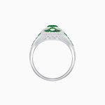 Load image into Gallery viewer, Vintage - Inspired Oval Center Mounting Ring with Intricate Gemstone Inlay - Shahin Jewelry