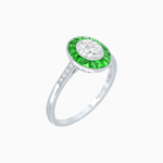 Load image into Gallery viewer, Vintage - Inspired Oval Cut Ring with French - Cut Gemstone Halo - Shahin Jewelry