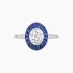 Load image into Gallery viewer, Vintage - Inspired Oval Cut Ring with French - Cut Gemstone Halo - Shahin Jewelry