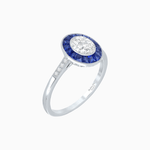 Load image into Gallery viewer, Vintage - Inspired Oval Cut Ring with French - Cut Gemstone Halo - Shahin Jewelry