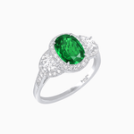 Load image into Gallery viewer, Vintage Inspired Oval Cut Three-Stone Halo Ring - Shahin Jewelry