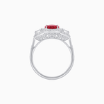 Load image into Gallery viewer, Vintage Inspired Oval Cut Three-Stone Halo Ring - Shahin Jewelry