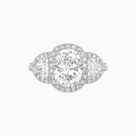 Load image into Gallery viewer, Vintage Inspired Oval Cut Three-Stone Halo Ring - Shahin Jewelry