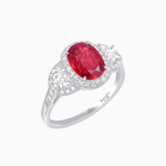 Load image into Gallery viewer, Vintage Inspired Oval Cut Three-Stone Halo Ring - Shahin Jewelry