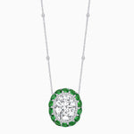 Load image into Gallery viewer, Vintage Inspired Oval Double Halo Necklace with Pear-Shaped Gemstones - Shahin Jewelry