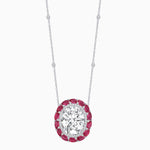 Load image into Gallery viewer, Vintage Inspired Oval Double Halo Necklace with Pear-Shaped Gemstones - Shahin Jewelry