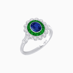 Load image into Gallery viewer, Vintage Inspired Oval French-Cut Double Halo Floral Ring - Shahin Jewelry