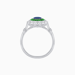 Load image into Gallery viewer, Vintage Inspired Oval French-Cut Double Halo Floral Ring - Shahin Jewelry