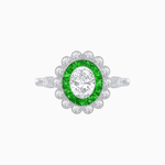 Load image into Gallery viewer, Vintage Inspired Oval French-Cut Double Halo Floral Ring - Shahin Jewelry