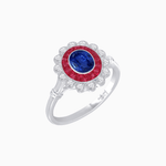 Load image into Gallery viewer, Vintage Inspired Oval French-Cut Double Halo Floral Ring - Shahin Jewelry