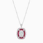 Load image into Gallery viewer, Vintage Inspired Oval French-Cut Gemstone Scalloped Halo Pendant - Shahin Jewelry