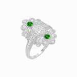 Load image into Gallery viewer, Vintage Inspired Oval Three-Stone Floral Filigree Statement Ring - Shahin Jewelry