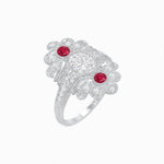 Load image into Gallery viewer, Vintage Inspired Oval Three-Stone Floral Filigree Statement Ring - Shahin Jewelry