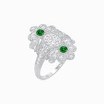 Load image into Gallery viewer, Vintage Inspired Oval Three-Stone Floral Filigree Statement Ring - Shahin Jewelry