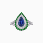 Load image into Gallery viewer, Vintage Inspired Pear Cut Double Halo Gemstone & Diamond Ring - Shahin Jewelry