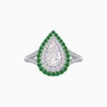 Load image into Gallery viewer, Vintage Inspired Pear Cut Double Halo Gemstone & Diamond Ring - Shahin Jewelry