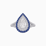Load image into Gallery viewer, Vintage Inspired Pear Cut Double Halo Gemstone & Diamond Ring - Shahin Jewelry
