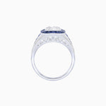 Load image into Gallery viewer, Vintage - Inspired Round Cut Ring with Octagon Halo - Shahin Jewelry