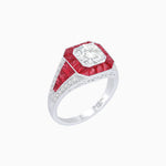 Load image into Gallery viewer, Vintage - Inspired Round Cut Ring with Octagon Halo - Shahin Jewelry