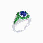 Load image into Gallery viewer, Vintage - Inspired Round Cut Ring with Octagon Halo - Shahin Jewelry