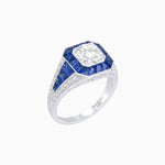 Load image into Gallery viewer, Vintage - Inspired Round Cut Ring with Octagon Halo - Shahin Jewelry