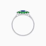 Load image into Gallery viewer, Vintage Inspired Round Cut Ring with Sunburst French - Cut Gemstone Halo - Shahin Jewelry