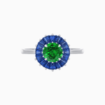 Load image into Gallery viewer, Vintage Inspired Round Cut Ring with Sunburst French - Cut Gemstone Halo - Shahin Jewelry