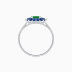 Load image into Gallery viewer, Vintage Inspired Round Cut Ring with Sunburst French - Cut Gemstone Halo - Shahin Jewelry