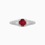 Load image into Gallery viewer, Vintage-Inspired Round Cut Ring with Tapered Diamond Accents and Hand-Engraved Details - Shahin Jewelry
