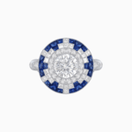 Load image into Gallery viewer, Vintage Inspired Round Diamond and Gemstone Ring - Shahin Jewelry
