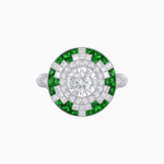 Load image into Gallery viewer, Vintage Inspired Round Diamond and Gemstone Ring - Shahin Jewelry