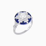 Load image into Gallery viewer, Vintage Inspired Round Diamond and Gemstone Ring - Shahin Jewelry