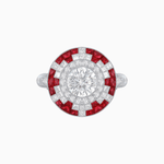 Load image into Gallery viewer, Vintage Inspired Round Diamond and Gemstone Ring - Shahin Jewelry