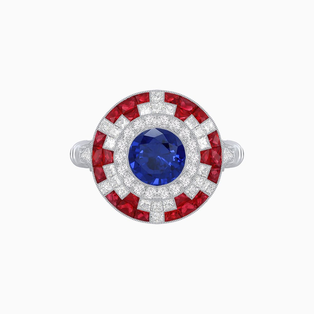 Vintage Inspired Round Gemstione Ring - Shahin Jewelry