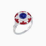 Load image into Gallery viewer, Vintage Inspired Round Gemstione Ring - Shahin Jewelry