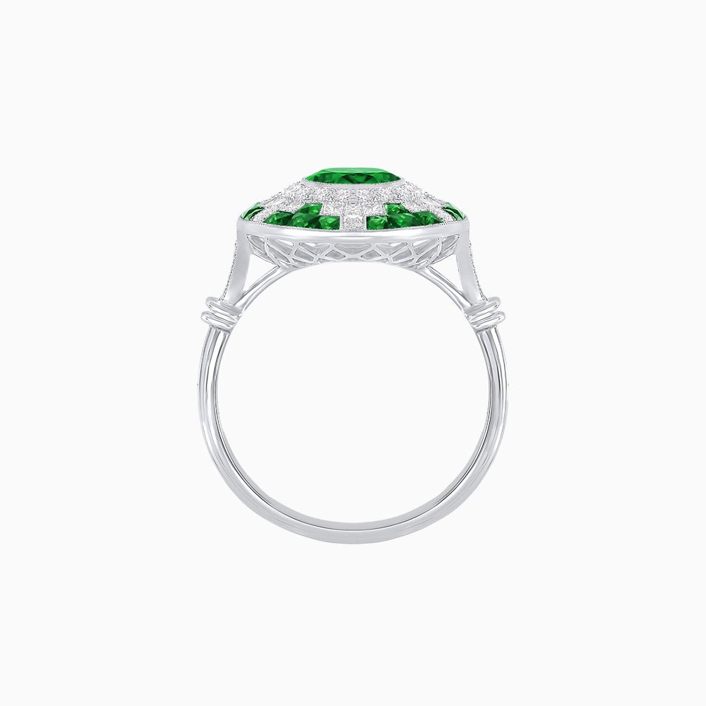 Vintage Inspired Round Gemstione Ring - Shahin Jewelry