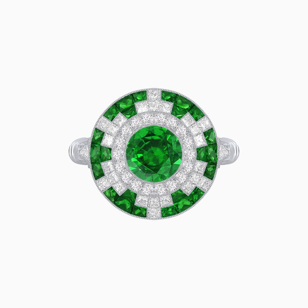 Vintage Inspired Round Gemstione Ring - Shahin Jewelry