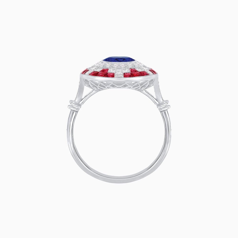 Vintage Inspired Round Gemstione Ring - Shahin Jewelry