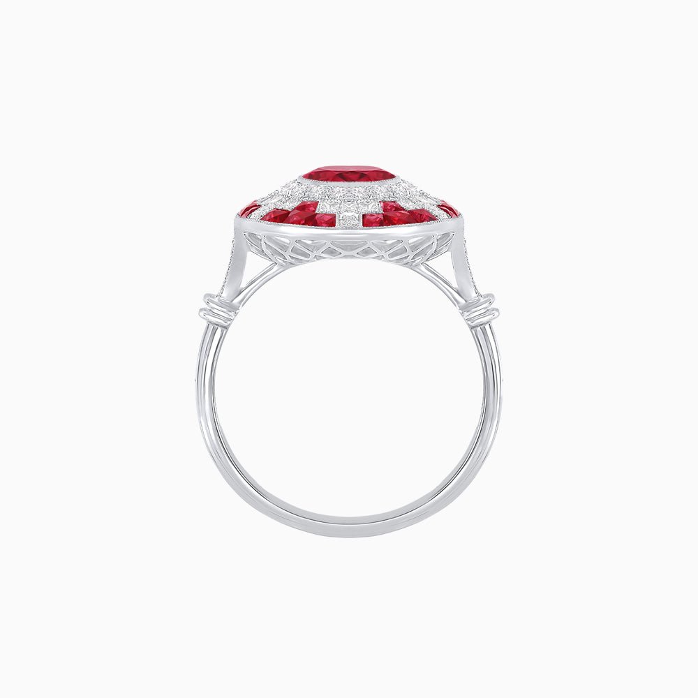 Vintage Inspired Round Gemstione Ring - Shahin Jewelry