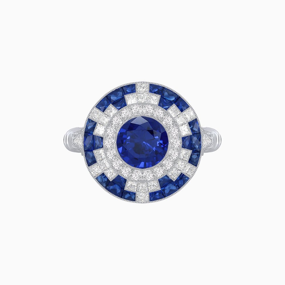 Vintage Inspired Round Gemstione Ring - Shahin Jewelry