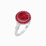 Load image into Gallery viewer, Vintage Inspired Round Gemstone Halo Ring - Shahin Jewelry