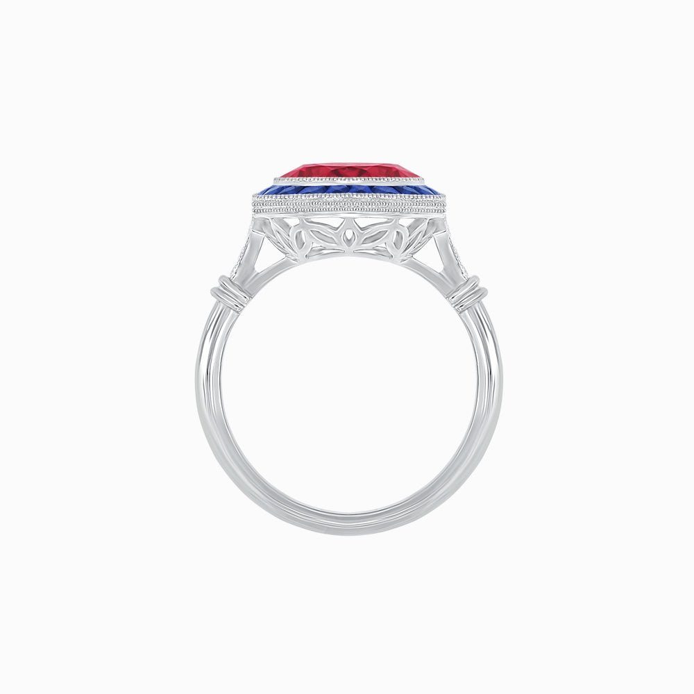Vintage Inspired Round Gemstone Halo Ring - Shahin Jewelry